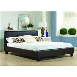 Black Low End Faux Leather Bed Frame - Super King Size 6ft