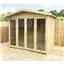 8 X 17 Pressure Treated Apex Garden Summerhouse - Long Windows - 12mm Tongue And Groove - Overhang - Higher Eaves + Ridge Height - Toughened Safety Glass - Euro Lock With Key + Super Strength Framing