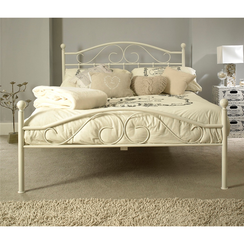 Cream 4ft 6" Devon Metal Bed Frame HomeBerry