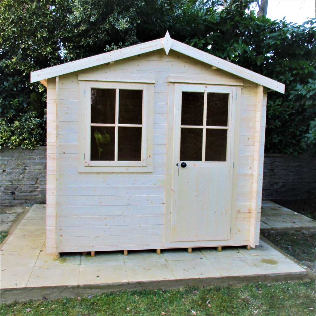 2m X 2m Premier Log Cabin With Half Glazed Single Door Opening