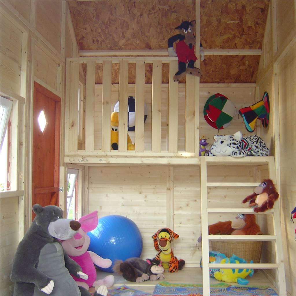 8 x 6 Wooden Playhouse Single Door 4 Windows 12mm Wall Thickness HomeBerry