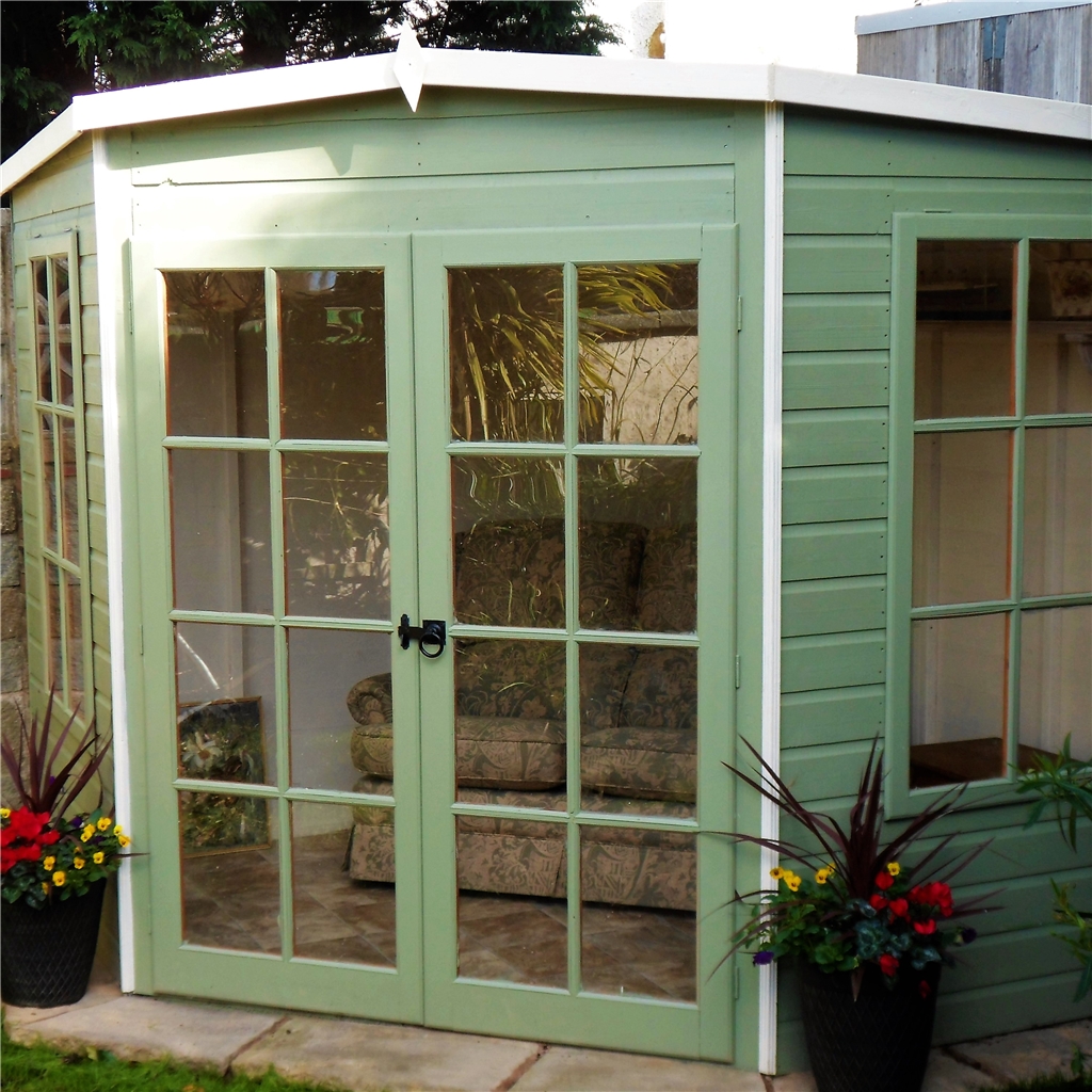 8 X 8 (2.24m X 2.24m) Premier Wooden Corner Summerhouse Double