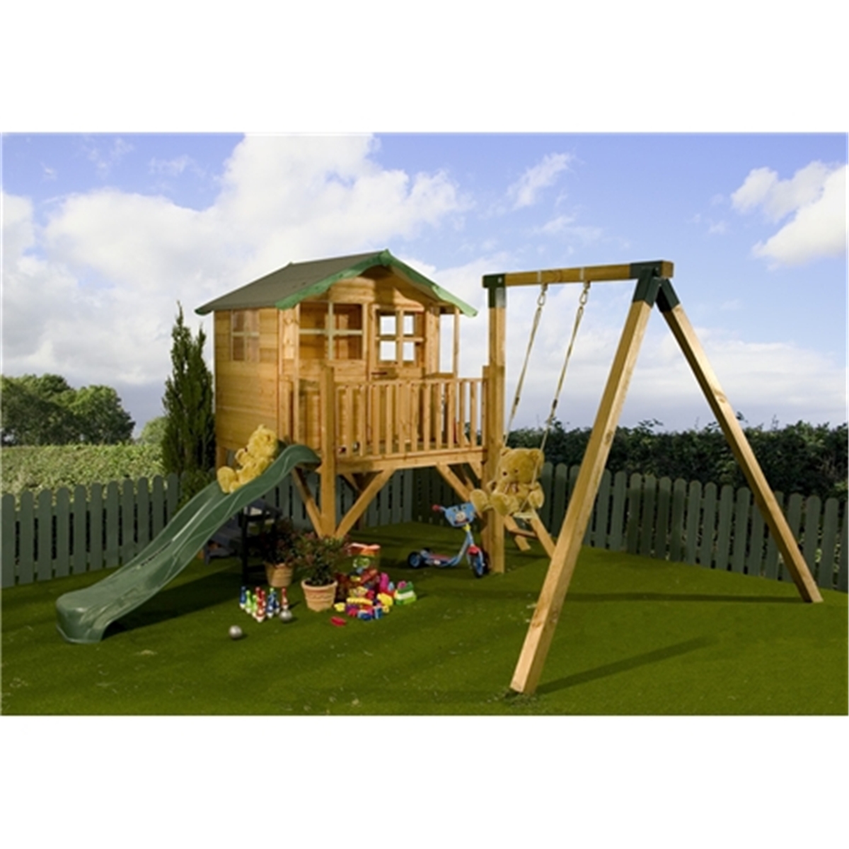 Tower Playhouse Slide And Swing 5ft X 7ft Homeberry Tower Playhouse Slide And Swing 5ft X