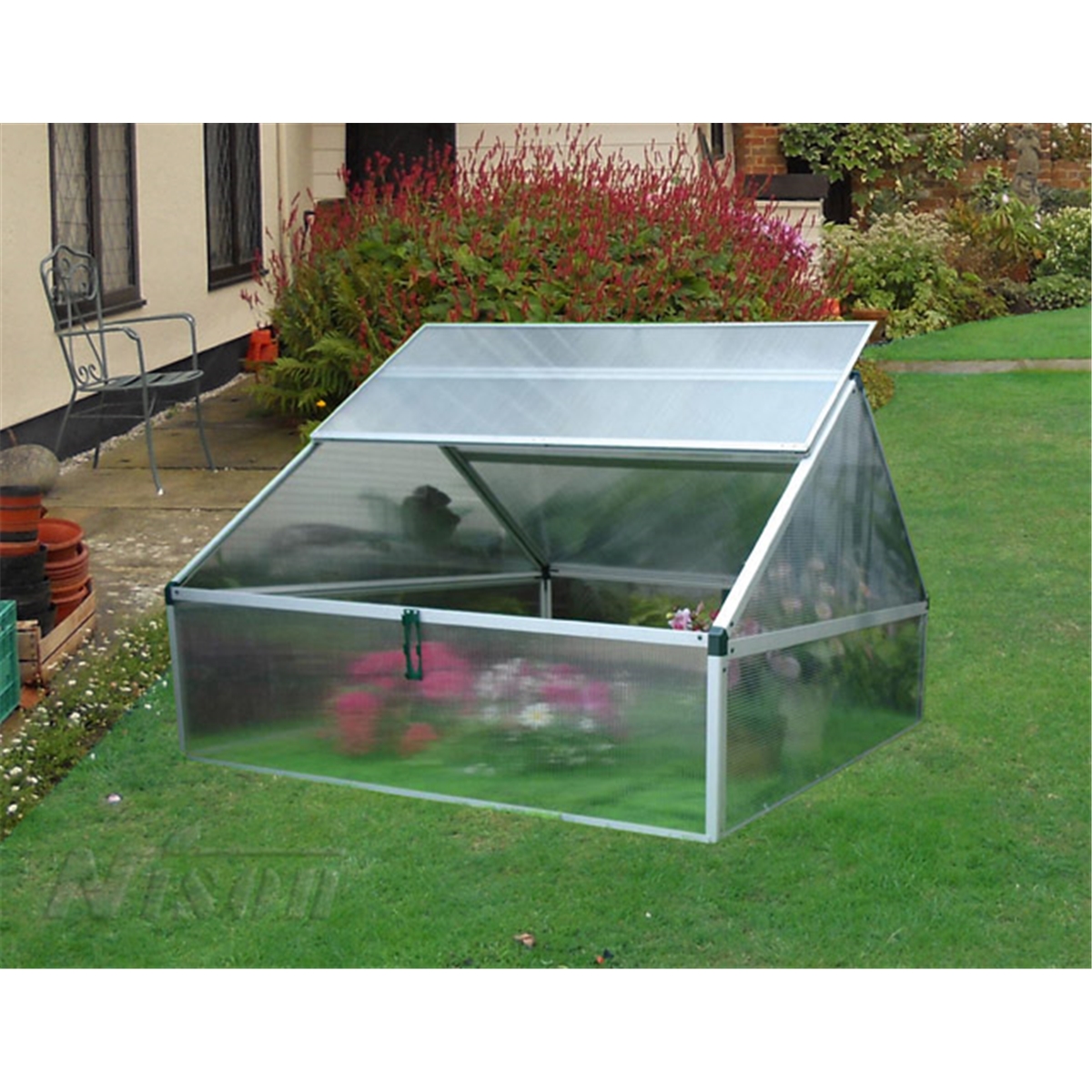 LARGE ALUMINIUM COLD FRAME 120 x 120 x 80CM HomeBerry
