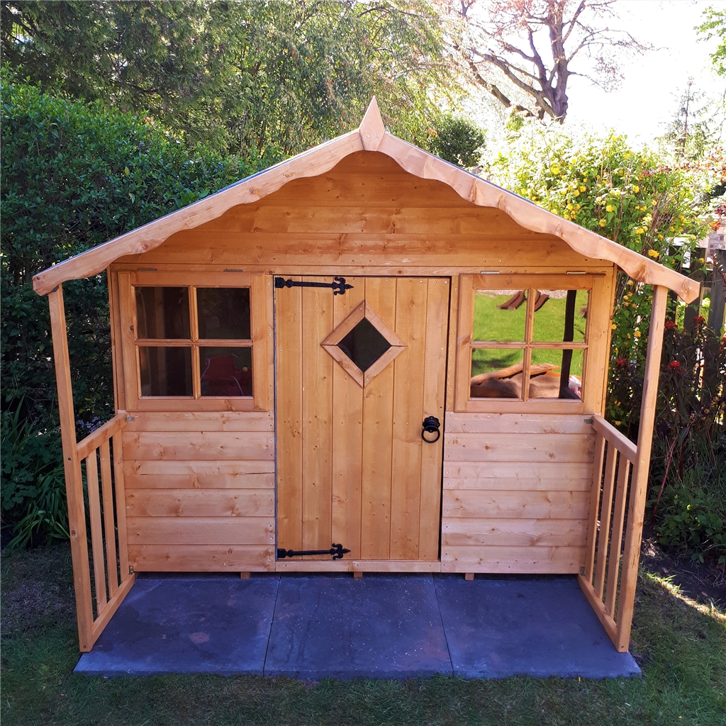 Wooden playhouse with deals veranda