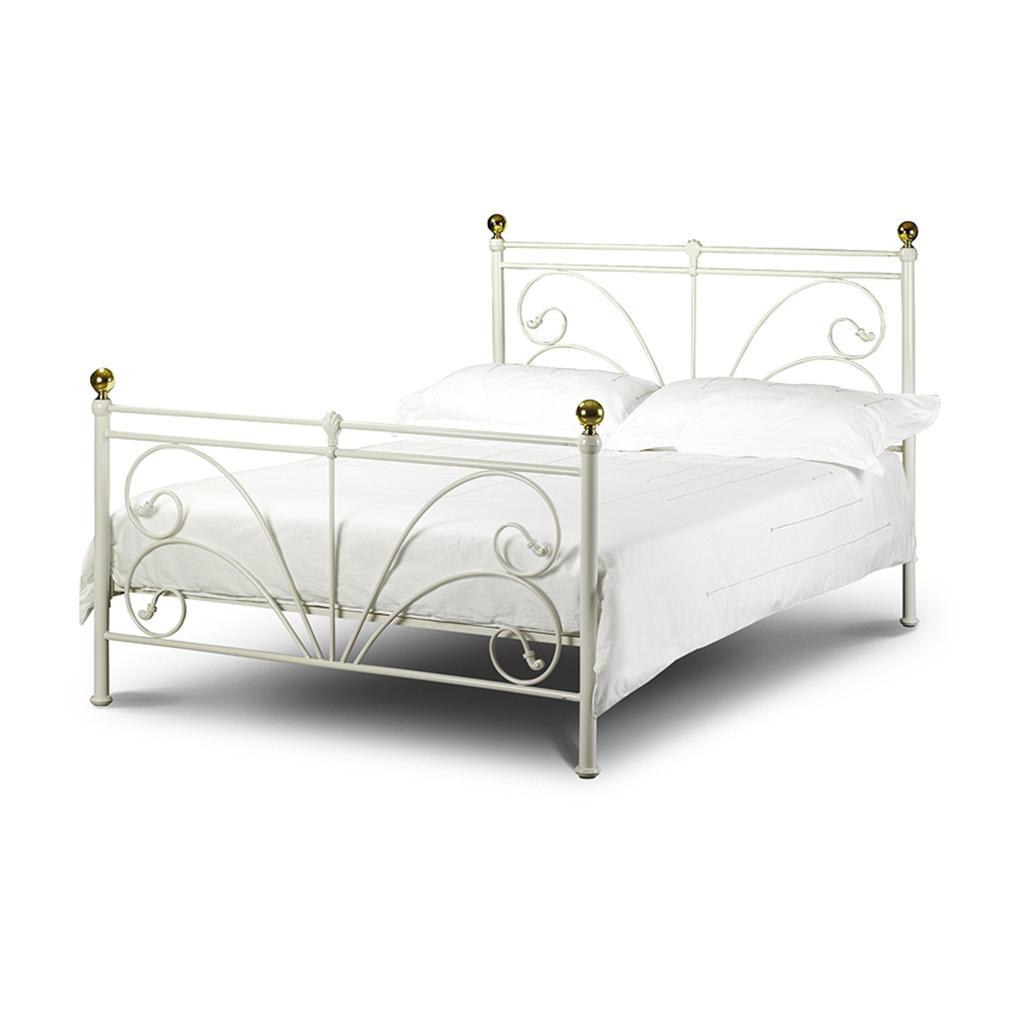 Spanish Style Ivory Metal Bed Frame Double 4ft 6" Free Next Day
