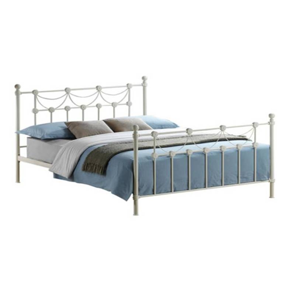 Tuscan Style Ivory Metal Bed Frame King Size 5ft Free Next Day