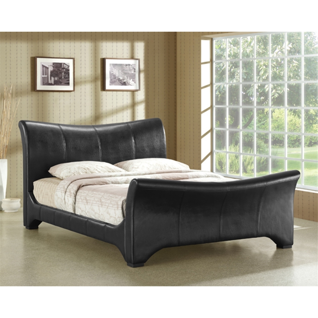 Curved Black Faux Leather Bed Frame Double 4ft 6" Free Next Day