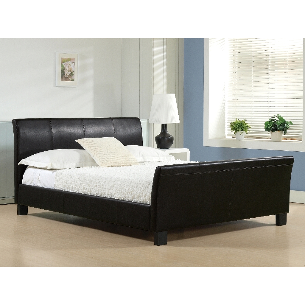 Black Faux Leather Bed Frame Double 4ft 6" Free Next Day Delivery