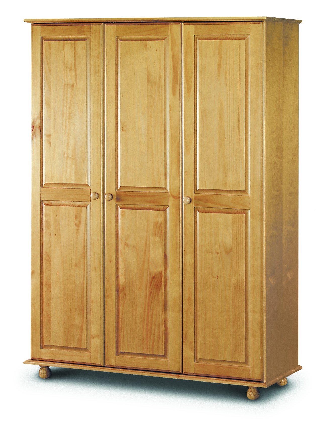 Pickwick Solid Pine 3 Door Wardrobe Hanging (Flat Pack Only) HomeBerry