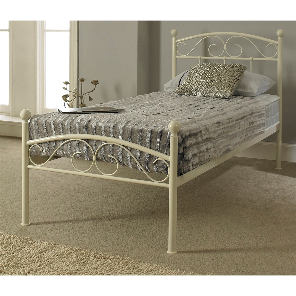 Cream 3ft Devon Metal Bed Frame HomeBerry