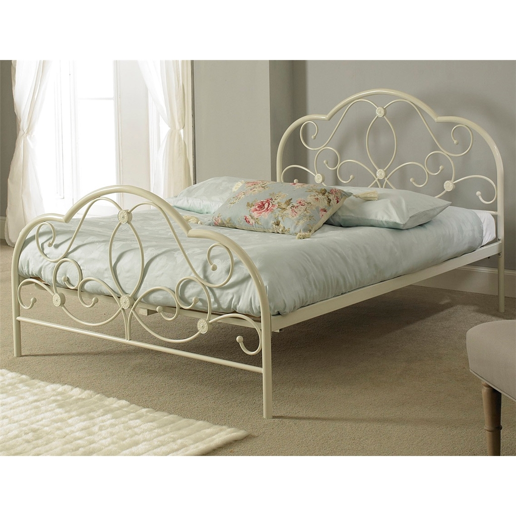White 4ft Alexis Metal Bed Frame HomeBerry