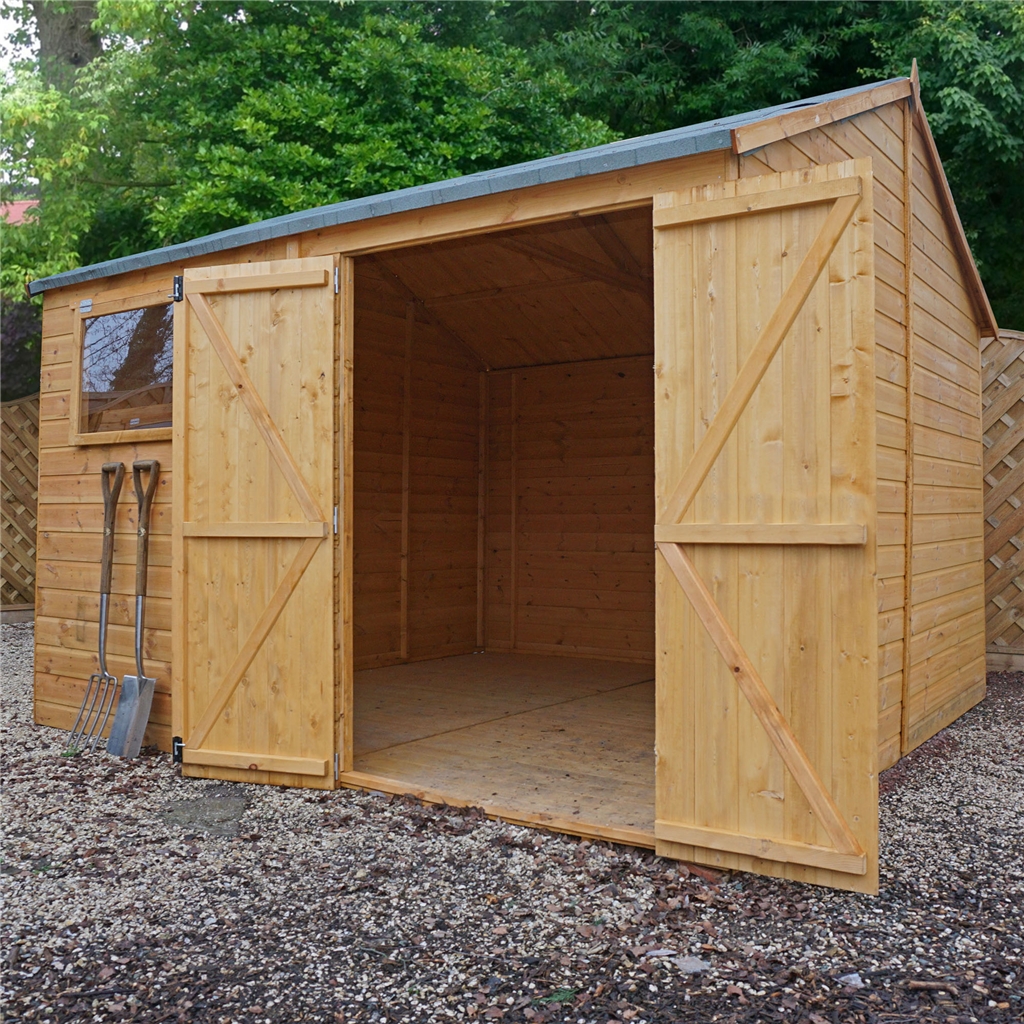 10 X 10 Premier Reverse Apex Garden Shed Double Doors Opening
