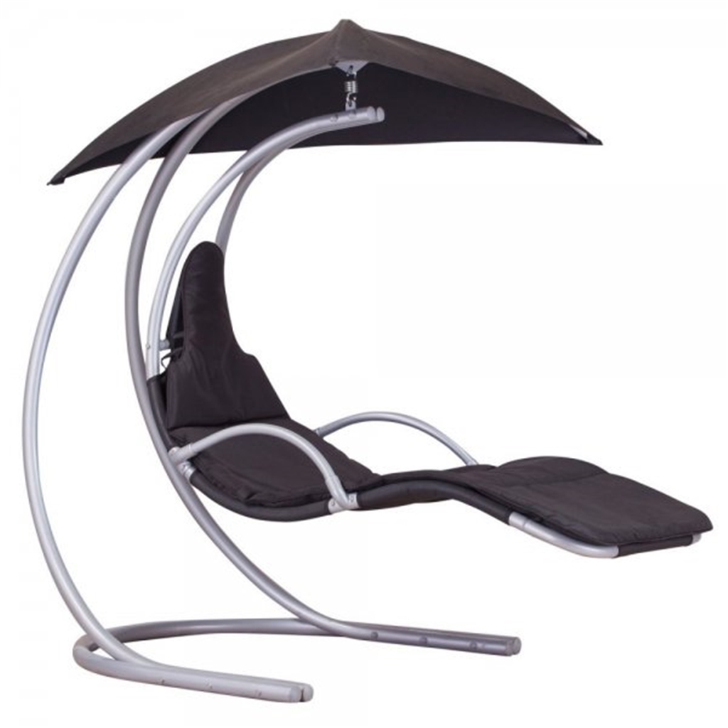 Black Helicopter Swing Chair Silver Frame with Canopy HomeBerry
