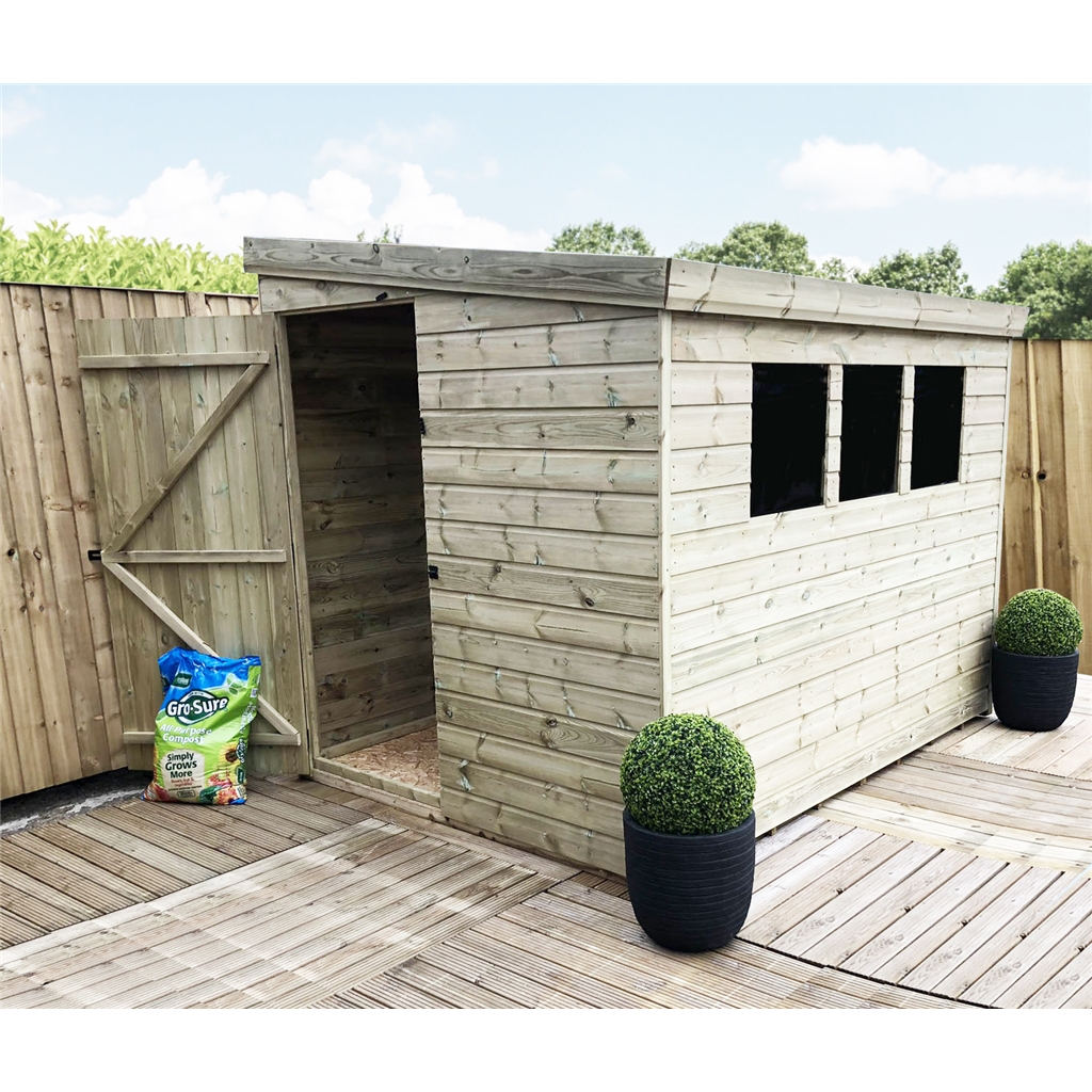 Installed 8 X 7 Reverse Pent Garden Shed 12mm Tongue And Groove