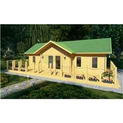 8.5m X 4.5m (28 X 15) Log Cabin (2127) - Double Glazing (44mm Wall Thickness)