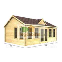 5.5m X 4.0m (18 X 13) Log Cabin (4997) - Double Glazing (44mm Wall Thickness)