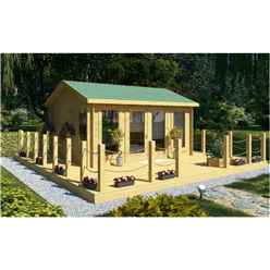4.5m X 3.5m (15 X 12) Log Cabin (2075) - Double Glazing (34mm Wall Thickness)