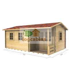 5.5m X 3.5m (18 X 12) Log Cabin (2114) - Double Glazing (34mm Wall Thickness)