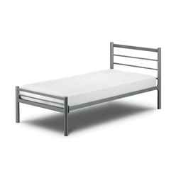 Aluminium Finish Metal Low End Bed Frame - Single 3ft