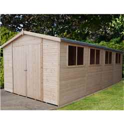 20 X 10 Tongue And Groove Garden Workshop - Double Doors - 8 Windows - 12mm Wall Thickness