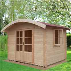 10 X 8 Log Cabin With Half Glazed Double Doors (2.99m X 2.39m) - Double Doors - 2 Windows - 28mm Wall Thickness