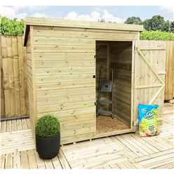 6 X 4 Pent Garden Shed - 12mm Tongue And Groove Walls - Pressure Treated - Single Door - Windowless