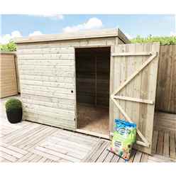 7 X 5 Pent Garden Shed - 12mm Tongue And Groove Walls - Pressure Treated - Single Door - Windowless