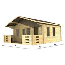 5m X 5m (16 X 16) Log Cabin (2083) - Double Glazing (44mm Wall Thickness)