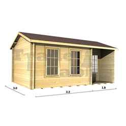 5m X 3m (16 X 10) Log Cabin (2090) - Double Glazing (44mm Wall Thickness)