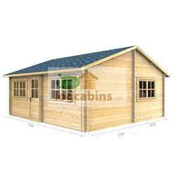 5.5m X 5.0m (18 X 16) Log Cabin (2111) - Double Glazing (70mm Wall Thickness)