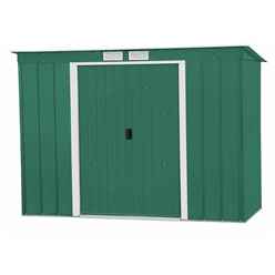 8 X 4 Value Pent Metal Shed - Green (2.63m X 1.24m)