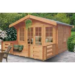12 X 8 Log Cabin - Double Doors - 2 Windows - 28mm Wall Thickness
