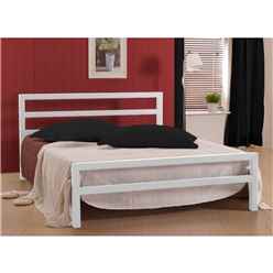 White Square Tubular Metal Bed Frame Double 4ft 6