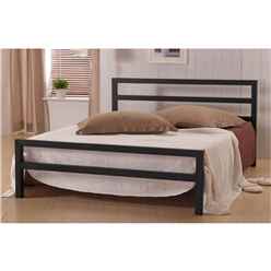 Black Square Tubular Metal Bed Frame Double 4ft 6