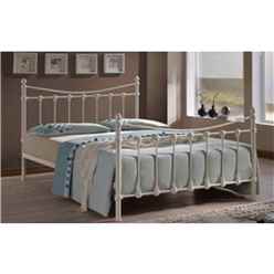 Ivory Shell Detailed Metal Bed Frame Double 4ft 6