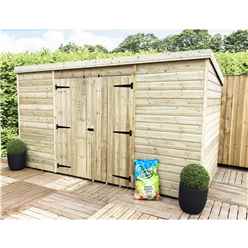 14 X 6 Pent Shed - 12mm Tongue And Groove - Pressure Treated - Windowless - Centre Double Doors