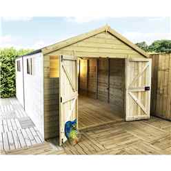 20 X 10 Premier Pressure Treated Tongue And Groove Apex Shed With Higher Eaves And Ridge Height 10 Windows And Safety Toughened Glass And Double Doors + Super Strength Framing