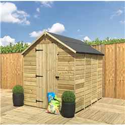 8 X 6  Super Saver Apex Shed - 12mm Tongue And Groove Walls - Pressure Treated - Low Eaves - Single Door - Windowless