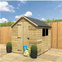 8 X 6  Super Saver Apex Shed - 12mm Tongue And Groove Walls - Pressure Treated - Low Eaves - Single Door - 2 Windows + Safety Toughened Glass