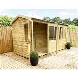 10 X 6 Reverse Pressure Treated Apex Garden Summerhouse - 12mm Tongue And Groove - Overhang - Higher Eaves And Ridge Height - Toughened Safety Glass - Euro Lock With Key + Super Strength Framing