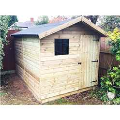 10 X 8 Premier Apex Shed - 12mm Tongue And Groove Walls - Pressure Treated - Higher Eaves And Ridge - Single Door - Front Window - 12mm Tongue And Groove Walls, Floor And Roof