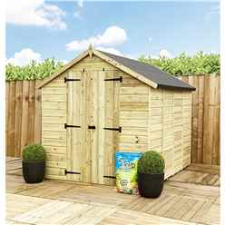 3 X 4  Super Saver Apex Shed - 12mm Tongue And Groove Walls - Pressure Treated - Low Eaves - Double Doors - Windowless