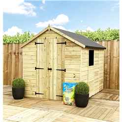 3 X 4  Super Saver Apex Shed - 12mm Tongue And Groove Walls - Pressure Treated - Low Eaves - Double Doors - 1 Window