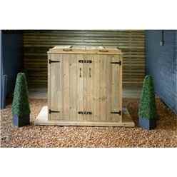 Double Redwood Pressure Treated Wheelie Bin Store - 180 Litre Bins