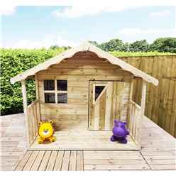 6 X 6 (6 X 4 + 2 Verandah) Hideout Wooden Playhouse With Apex Roof, Single Door And Window + T&g Verandah