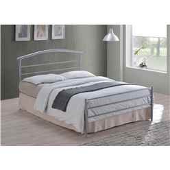 Curved Silver Metal Bed Frame - Double 4ft6
