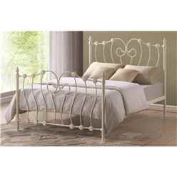 Intricate Weave Ivory Metal Bed Frame - Single 3ft