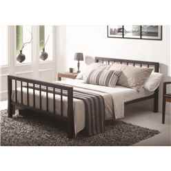 Black Finish Modern Squared Metal Bed Frame - King 5ft