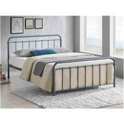 Classic Grey Metal Bed Frame - Double 4ft6